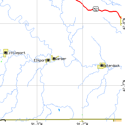 Zip code 52048 close-up map