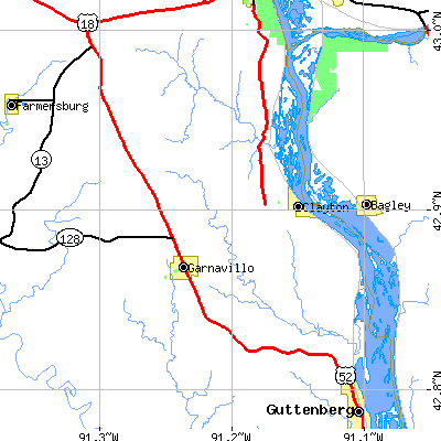 Zip code 52049 close-up map