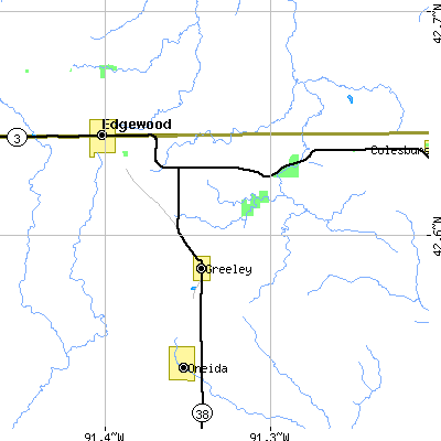 Zip code 52050 close-up map