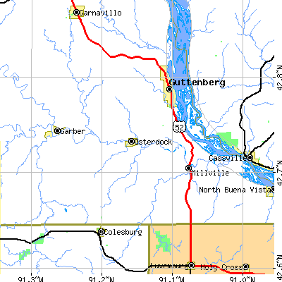 Zip code 52052 close-up map