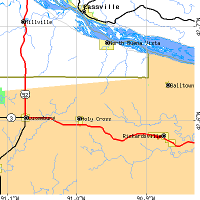 Zip code 52053 close-up map