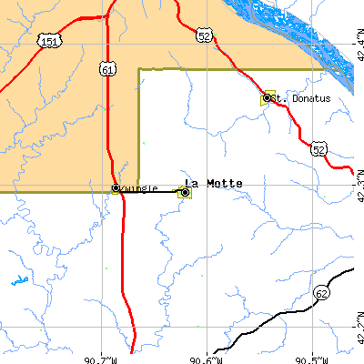 Zip code 52054 close-up map