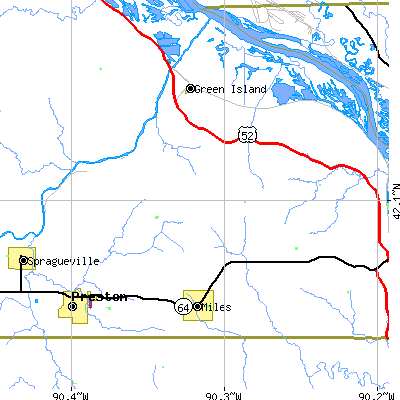 Zip code 52064 close-up map