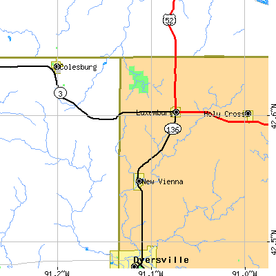 Zip code 52065 close-up map