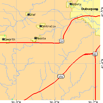 Zip code 52068 close-up map