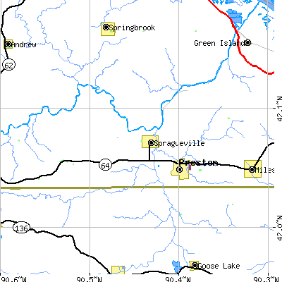 Zip code 52069 close-up map