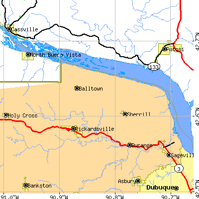 Zip code 52073 close-up map