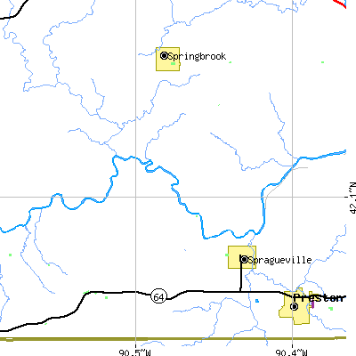 Zip code 52074 close-up map
