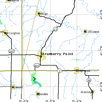 Zip code 52076 close-up map