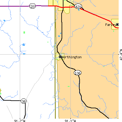 Zip code 52078 close-up map