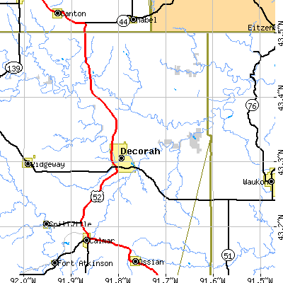 Zip code 52101 close-up map
