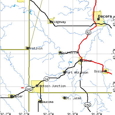 Zip code 52132 close-up map