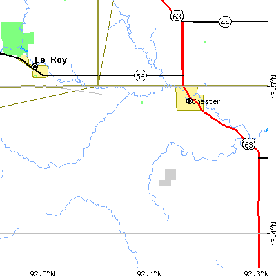 Zip code 52134 close-up map