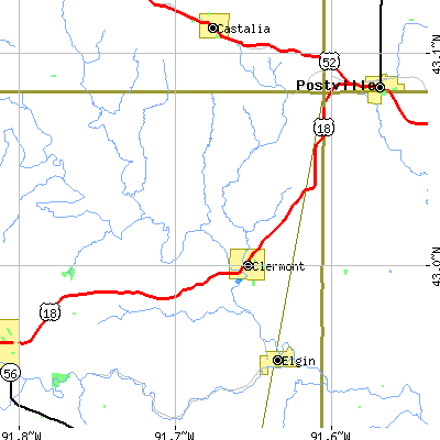 Zip code 52135 close-up map