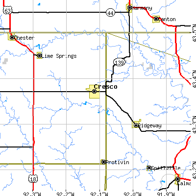 Zip code 52136 close-up map