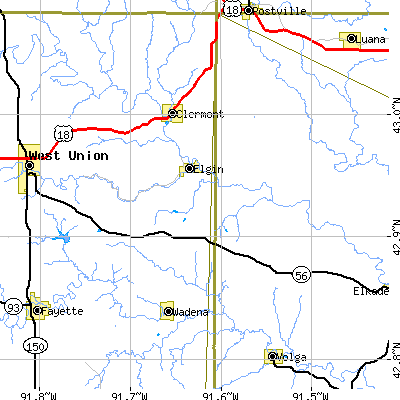 Zip code 52141 close-up map