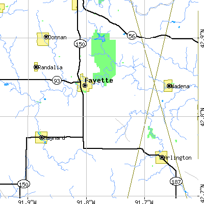 Zip code 52142 close-up map