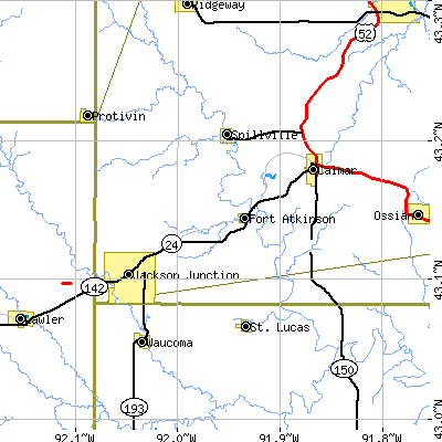 Zip code 52144 close-up map