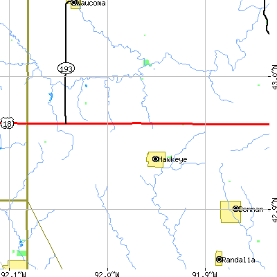 Zip code 52147 close-up map