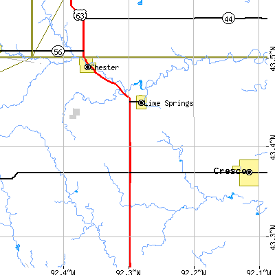 Zip code 52155 close-up map