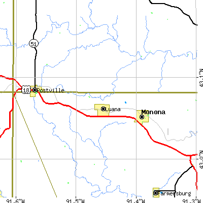 Zip code 52156 close-up map