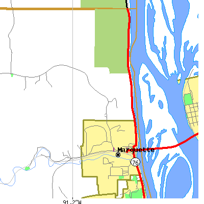 Zip code 52158 close-up map