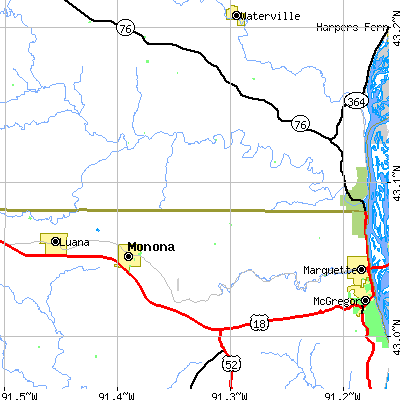 Zip code 52159 close-up map