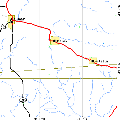 Zip code 52161 close-up map
