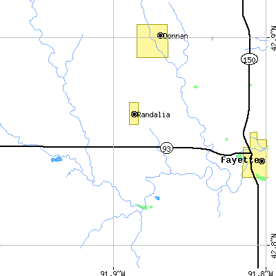 Zip code 52164 close-up map
