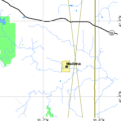 Zip code 52169 close-up map