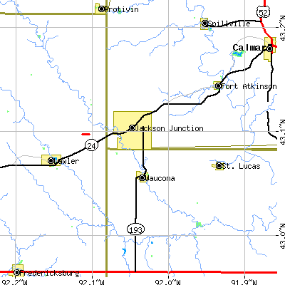 Zip code 52171 close-up map