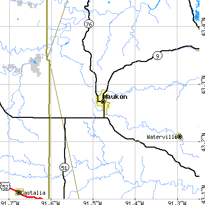 Zip code 52172 close-up map