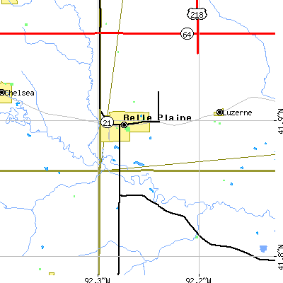 Zip code 52208 close-up map