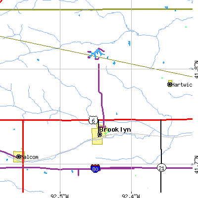 Zip code 52211 close-up map