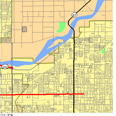 Zip code 85201 close-up map