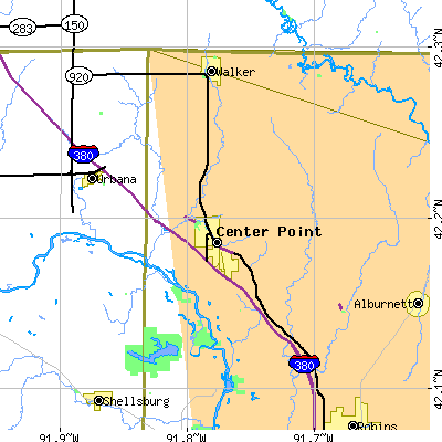 Zip code 52213 close-up map
