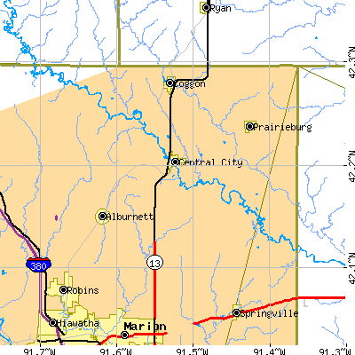 Zip code 52214 close-up map