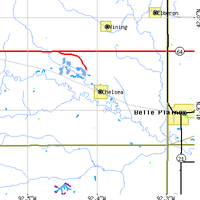 Zip code 52215 close-up map