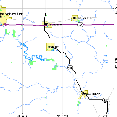 Zip code 52223 close-up map