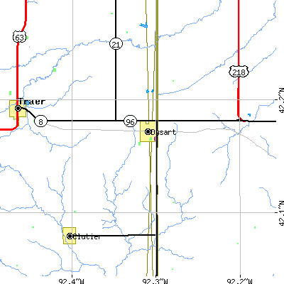 Zip code 52224 close-up map