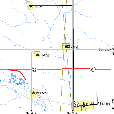Zip code 52225 close-up map