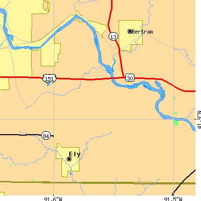 Zip code 52227 close-up map