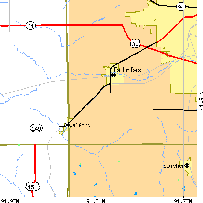Zip code 52228 close-up map