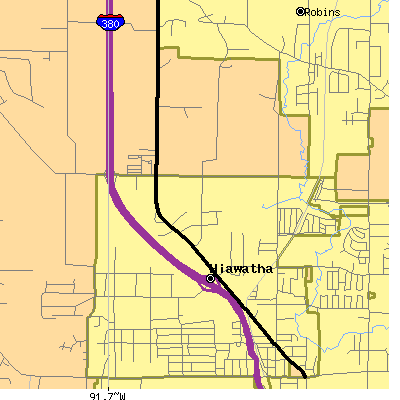 Zip code 52233 close-up map