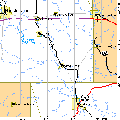 Zip code 52237 close-up map