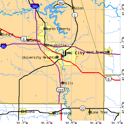 Zip code 52240 close-up map