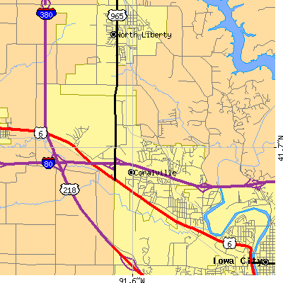 Zip code 52241 close-up map