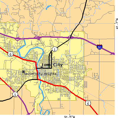 Zip code 52245 close-up map