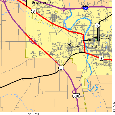 Zip code 52246 close-up map