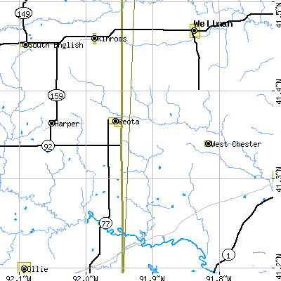 Zip code 52248 close-up map